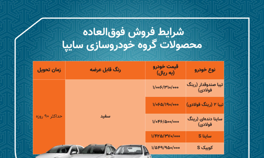 آغاز فروش فوق العاده 5 محصول گروه خودروسازي سايپا/ خودروها 90روزه تحويل مشتريان مي شود 1 fogh khordad 2
